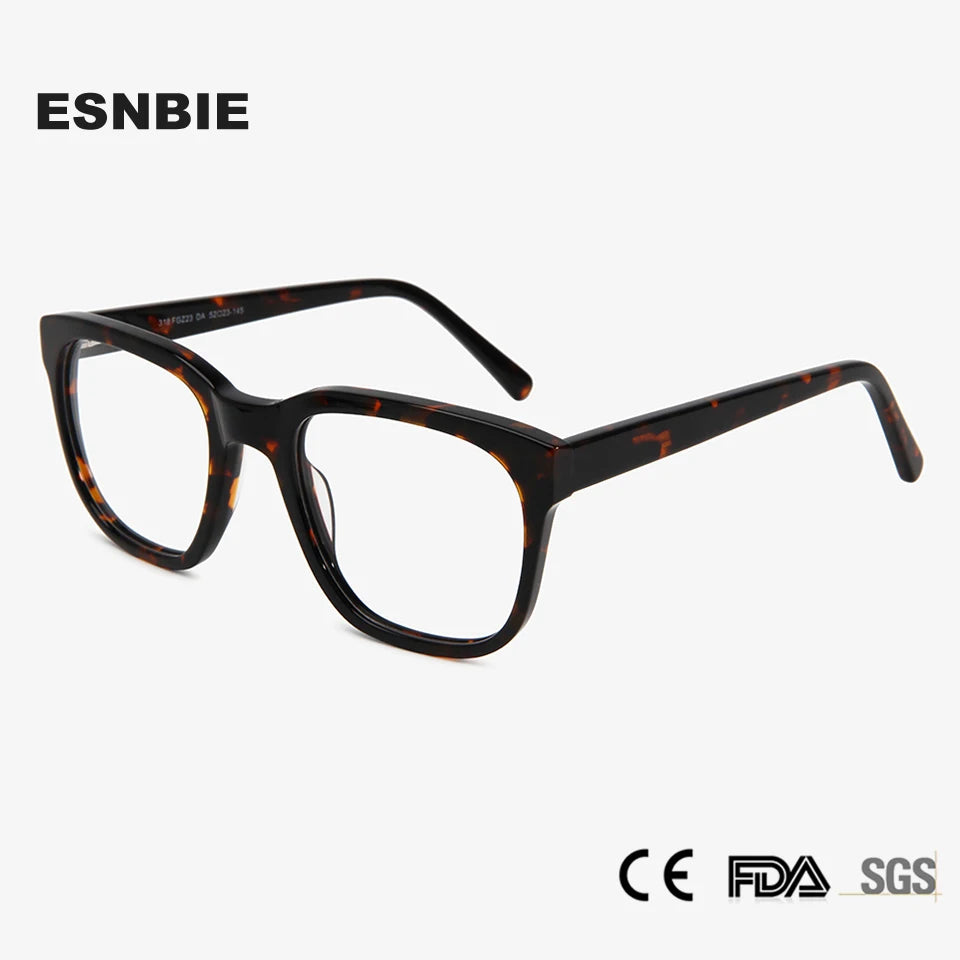 Esnbie Unisex Full Rim Big Square Acetate Eyeglasses 31823 Full Rim Esnbie   