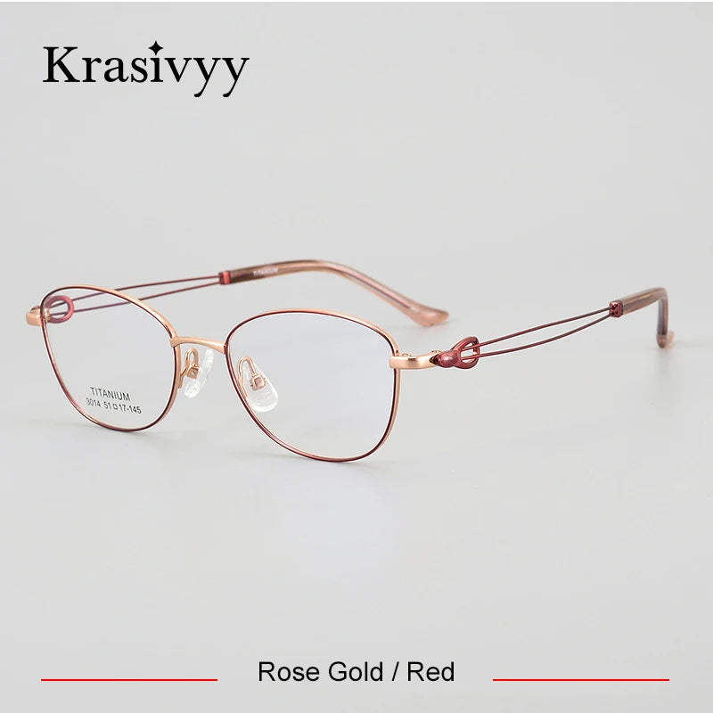 Krasivyy Women's Full Rim Oval Round Square Eyeglasses 443014 Full Rim Krasivyy Rose Gold Red  