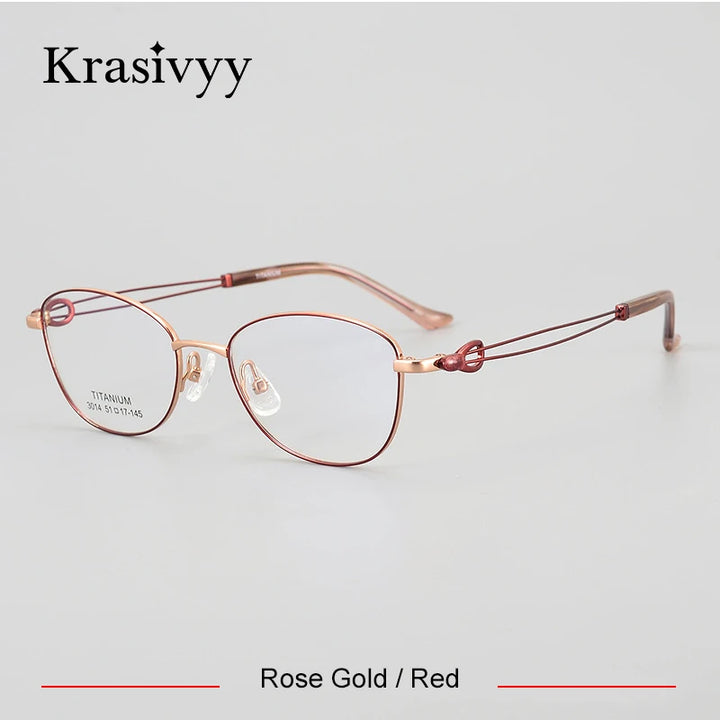 Krasivyy Women's Full Rim Oval Round Square Eyeglasses 443014 Full Rim Krasivyy Rose Gold Red  