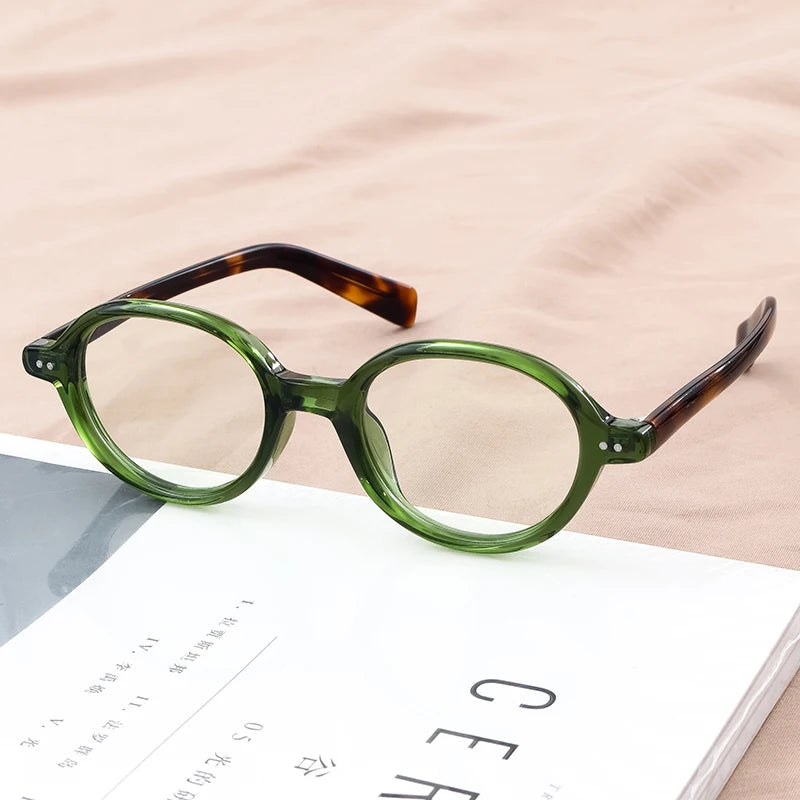 Black Mask Unisex Full Rim Oval Acetate Eyeglasses 2304 Full Rim Black Mask Green  