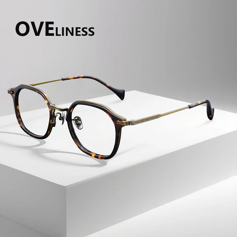 Oveliness Unisex Full Rim Oval Acetate Titanium Eyeglasses 926010