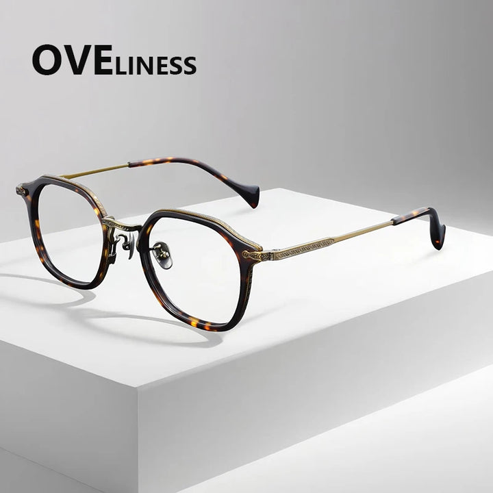 Oveliness Unisex Full Rim Oval Acetate Titanium Eyeglasses 926010