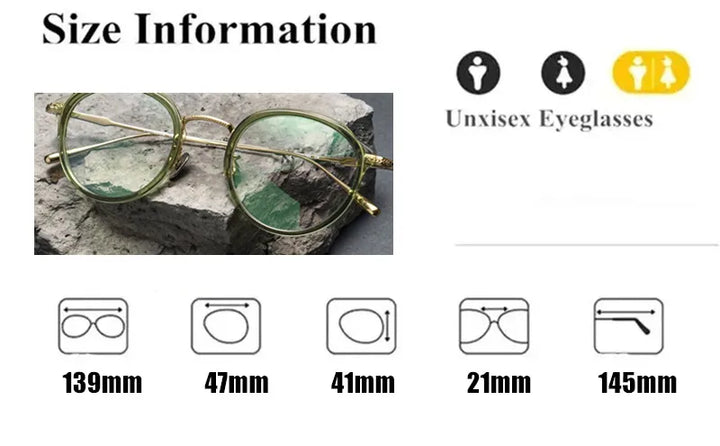 Aimee Women's Full Rim Oval Round Acetate Titanium Eyeglasses 10806