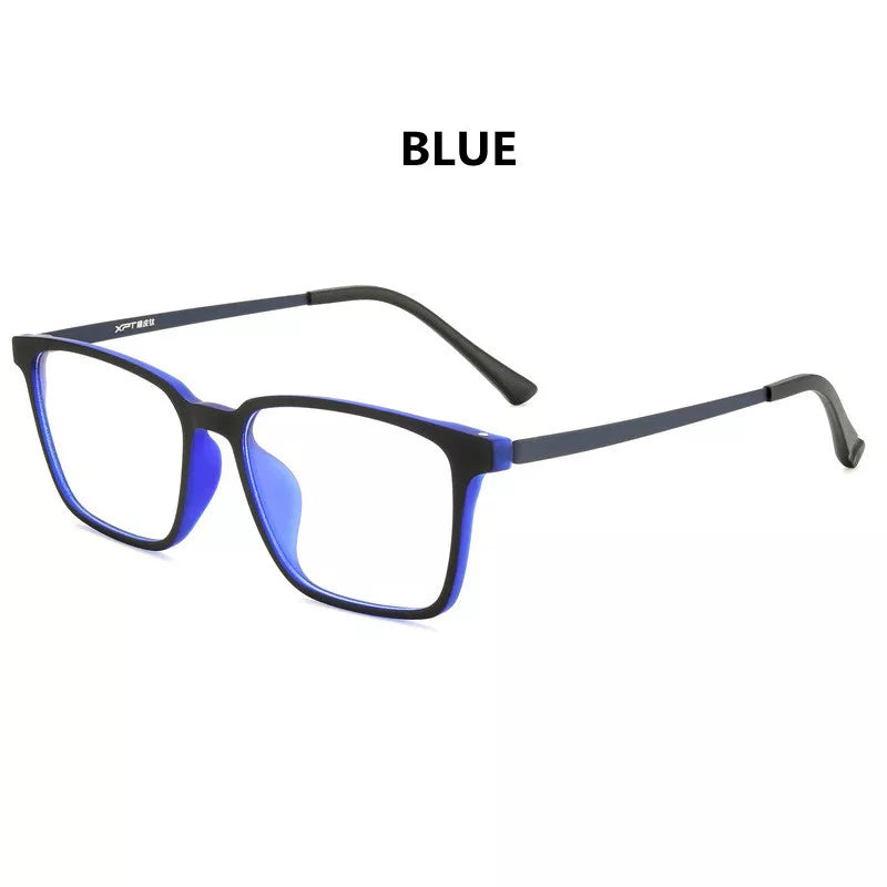 Kocolior Unisex Full Rim Square Tr 90 Titanium Hyperopic Reading Glasses 98221 Reading Glasses Kocolior Black Blue China 0