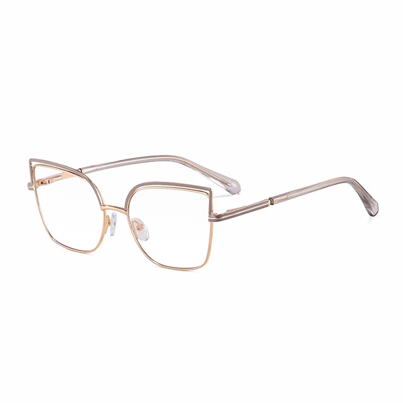 Ralferty Women's Full Rim Square Cat Eye Acetate Alloy Eyeglasses 82148 Full Rim Ralferty C7 Gray CHINA 