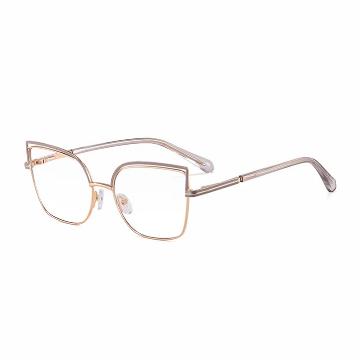 Ralferty Women's Full Rim Square Cat Eye Acetate Alloy Eyeglasses 82148 Full Rim Ralferty C7 Gray CHINA 