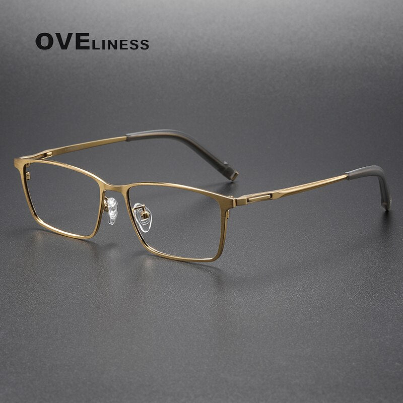 Oveliness Unisex Full Rim Square Titanium  Eyeglasses 80859 Full Rim Oveliness gold  