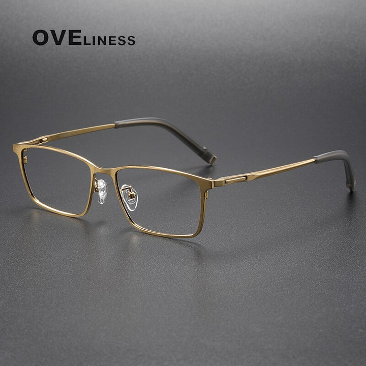 Oveliness Unisex Full Rim Square Titanium  Eyeglasses 80859 Full Rim Oveliness gold  