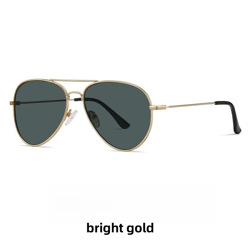 KatKani Unisex Full Rim Oval Double Bridge Alloy Sunglasses S3025 Sunglasses KatKani Sunglasses Bright gold  