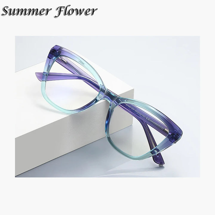 Summer Flower Women's Full Rim Butterfly Tr 90 Titanium Eyeglasses 612148