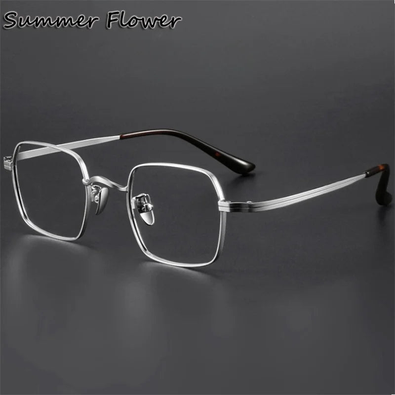 Summer Flower Men's Full Rim Square Titnaium-Alloy Eyeglasses 66801