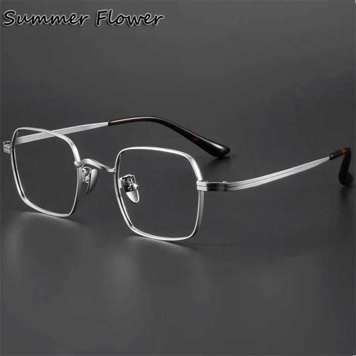Summer Flower Men's Full Rim Square Titnaium-Alloy Eyeglasses 66801