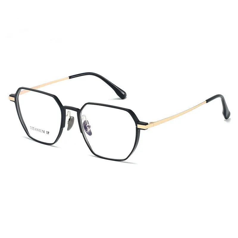 Zirosat Unisex Full Rim Flat Top Polygon Titanium Eyeglasses 20226
