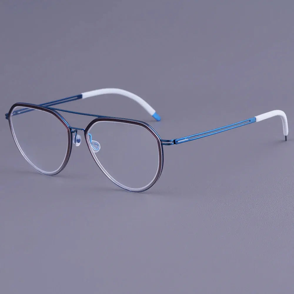 Bobbie 472841 Unisex Acetate Full Rim Oval Double Bridge Titanium Frames FuzWeb