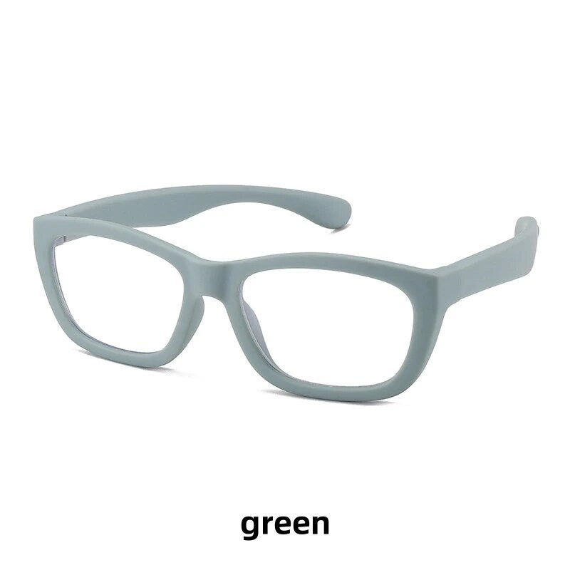 KatKani Unisex Children's Full Rim Square Tr 90 Silicone Eyeglasses F8214 Full Rim KatKani Eyeglasses Sand green  