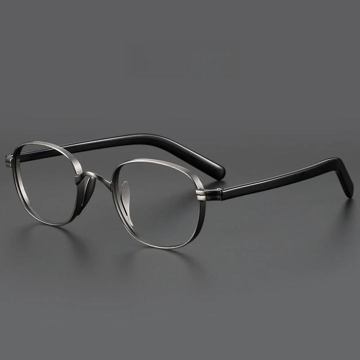 Yimaruili Men's Full Rim Oval Square Acetate Titanium Eyeglasses Y8017 Full Rim Yimaruili Eyeglasses Gun  