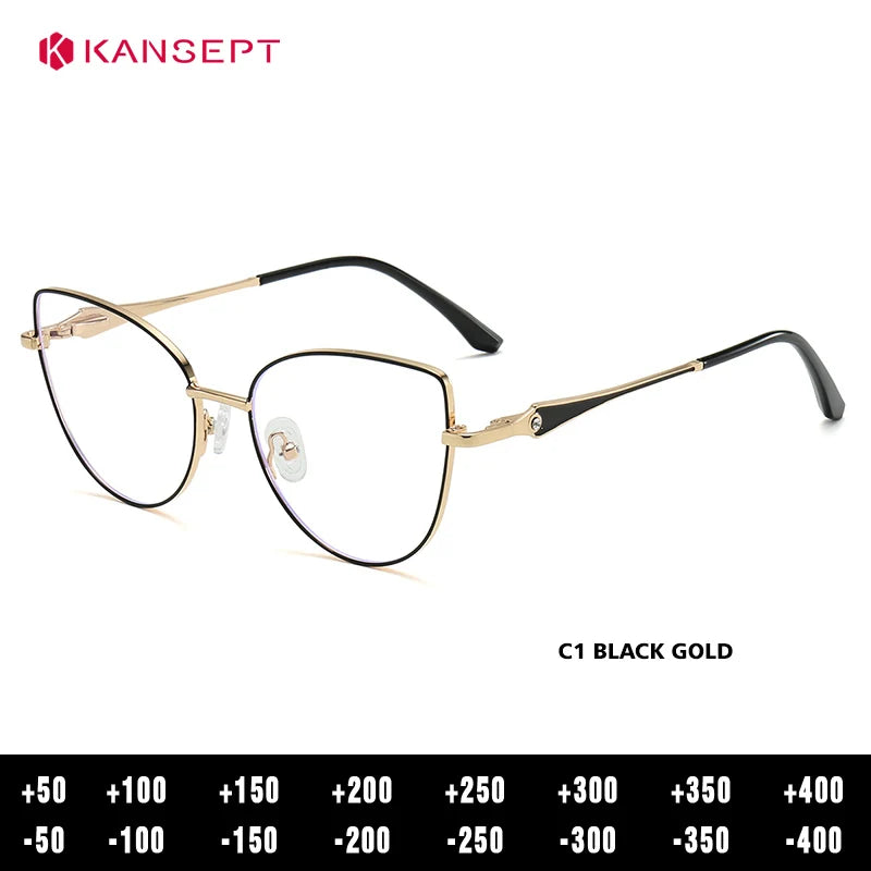 Kansept Women's Full Rim Oval Cat Eye Alloy Reading Glasses
