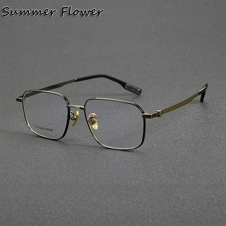 Summer Flower Unisex Full Rim Square Titanium Eyeglasses 616021