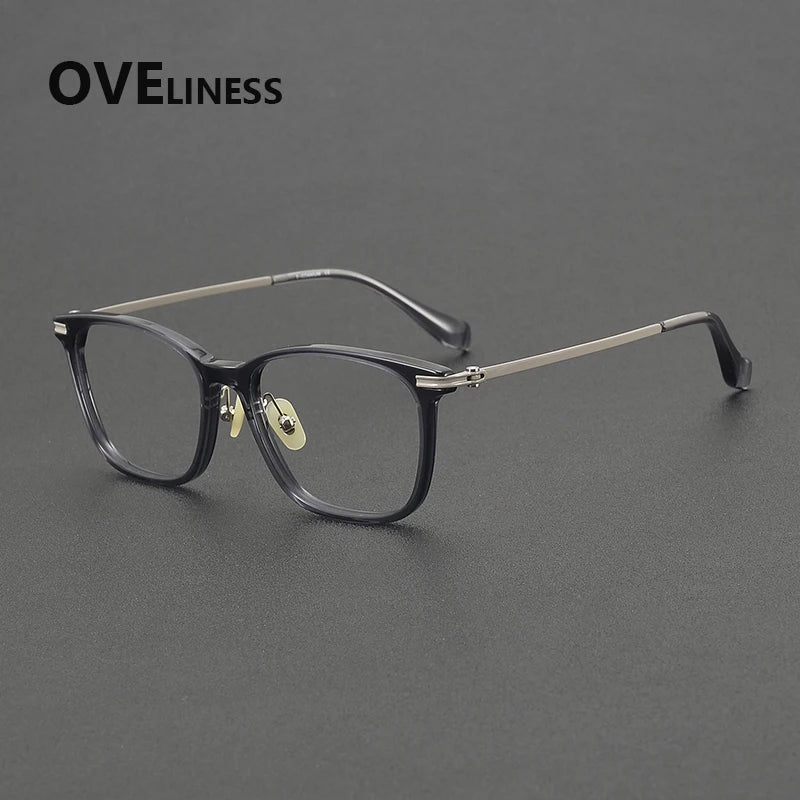Oveliness Unisex Full Rim Square Titanium Acetate Eyeglasses 390012