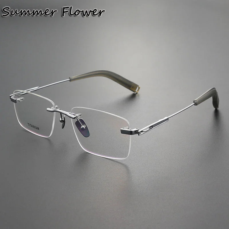 Summer Flower Women's Rimless Square Titanium Eyeglasses 82312