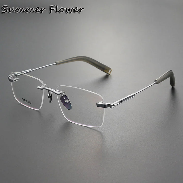 Summer Flower Women's Rimless Square Titanium Eyeglasses 82312