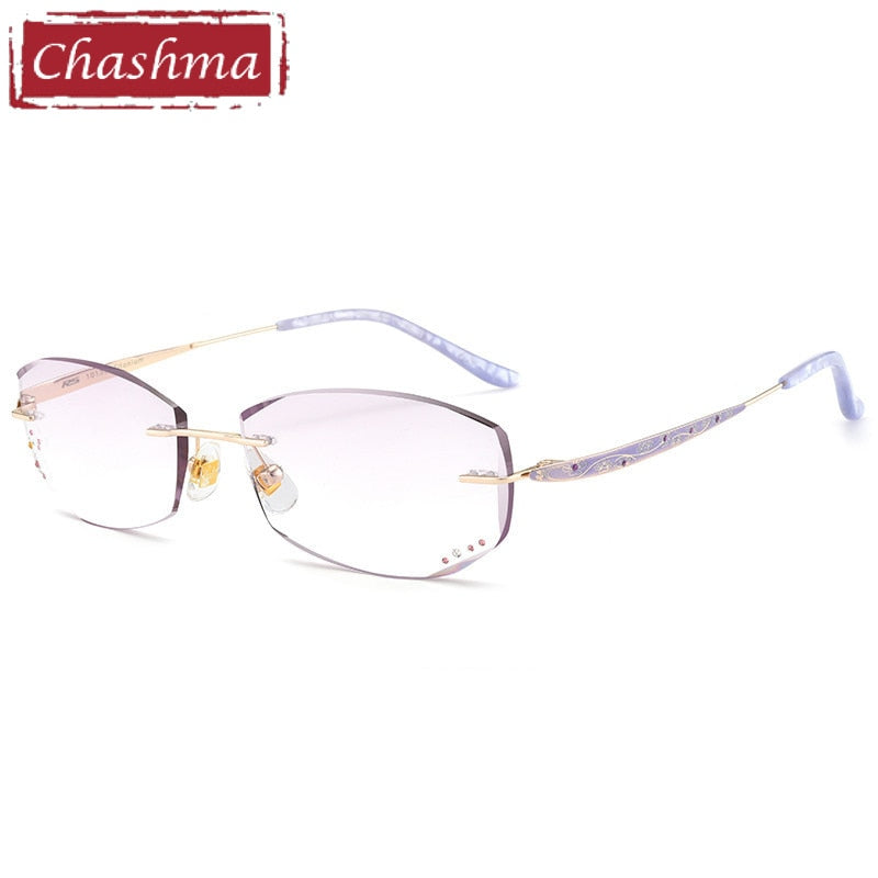 Chashma Women's Rimless Rectangle Eyeglasses 10139 Rimless Chashma Purple  