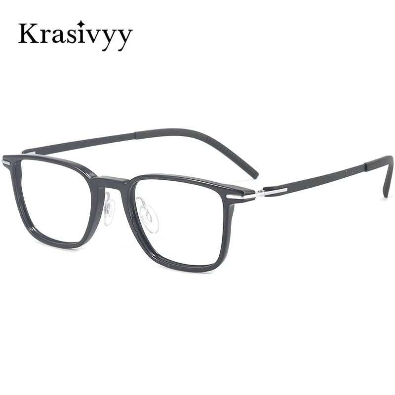 Krasivyy Men's Full Rim Square Titanium Prescription Eyeglasses KR5001C
