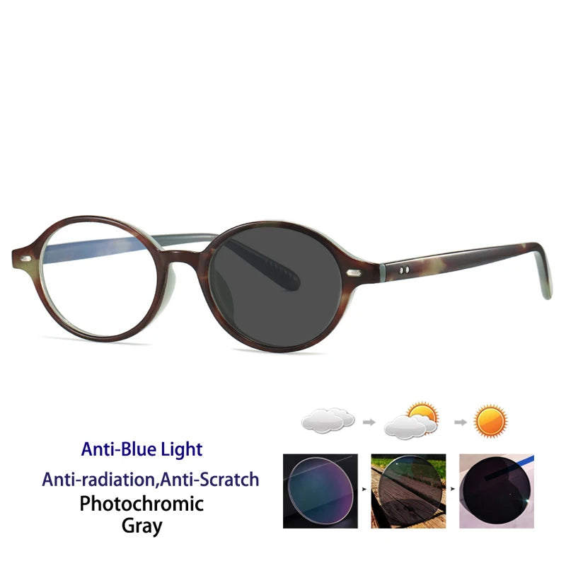 Kocolior Unisex Full Rim Round PC Tr 90 Alloy Photochromic Reading Glasses 512297