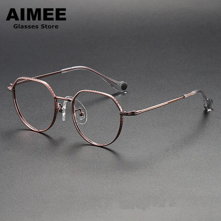 Aimee Unisex Youth's Full Rim Flat Top Round Titanium Eyeglasses 80952 Full Rim Aimee Pink  