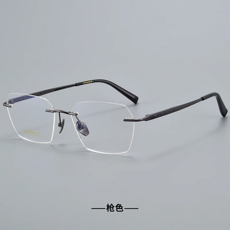 Reven Jate Women's Rimless Polygon Square Titanium Eyeglasses 91101