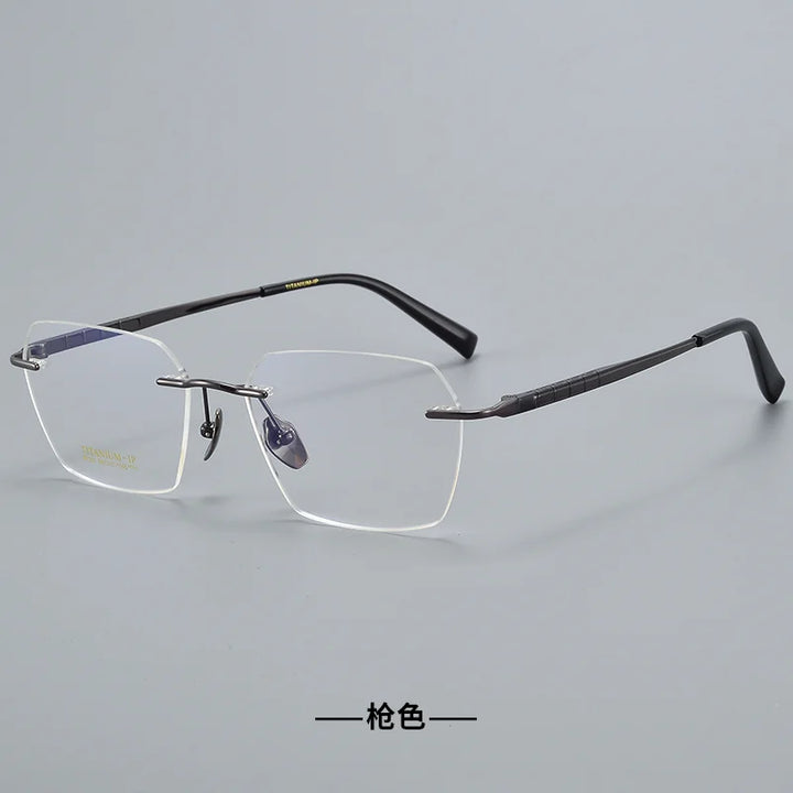 Reven Jate Women's Rimless Polygon Square Titanium Eyeglasses 91101