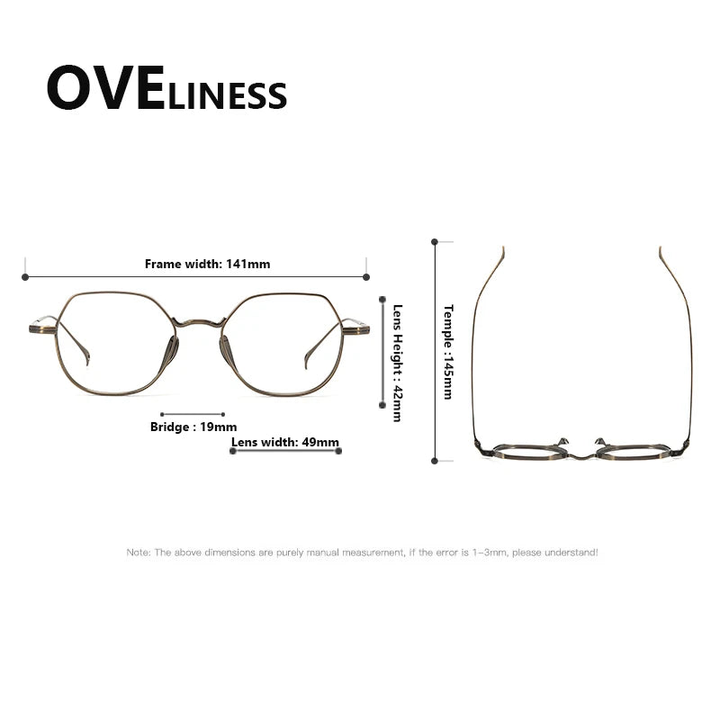 Oveliness Unisex Full Rim Square Polygon Titanium Eyeglasses 643001