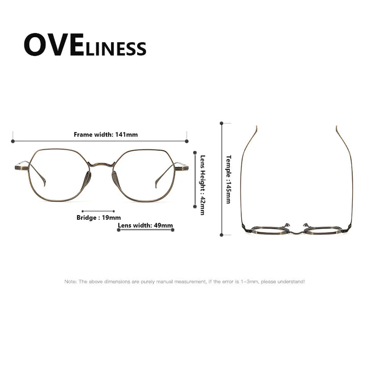 Oveliness Unisex Full Rim Square Polygon Titanium Eyeglasses 643001