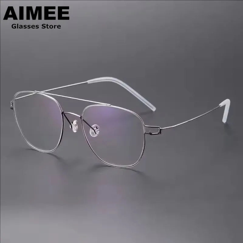 Aimee Unise Full Rim Square Double Bridge Titanium Eyeglasses 398201