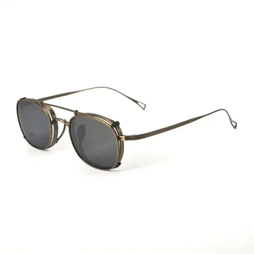 Bobbie Womens Full Rim Round Titanium Eyeglasses Clip On Sunglasses 114000 — view 1 | Bobbie at FuzWeb