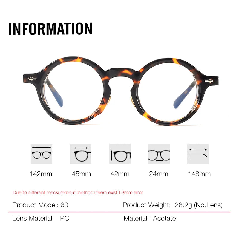 Aror Unisex Full Rim Round Thick Acetate Titanium Eyeglasses 396160
