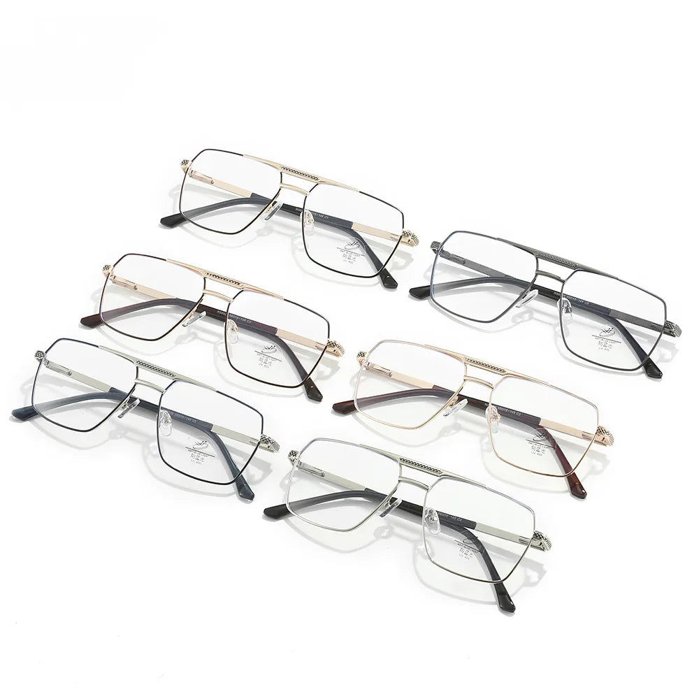 Hdcrafter Men's Full Rim Square Double Bridge Titanium Eyeglasses 6929 Full Rim Hdcrafter Eyeglasses   