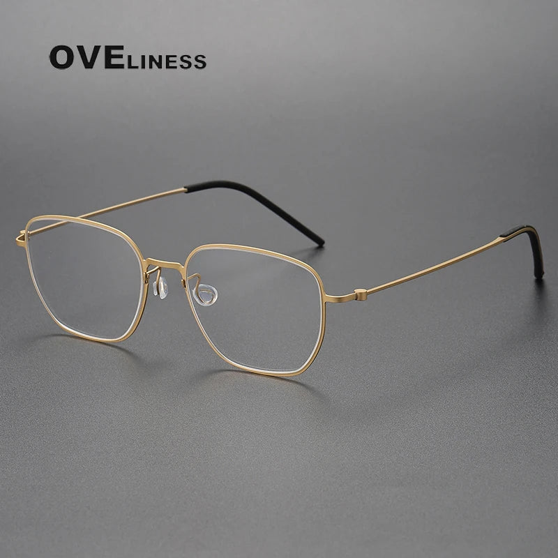 Oveliness Unisex Full Rim Oval Square Titanium Eyeglasses O5527 Full Rim Oveliness gold  