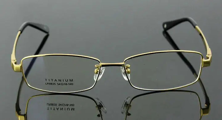 Brightzone Unisex Full Rim Square Titanium Eyeglasses 71400 Full Rim Brightzone Gold