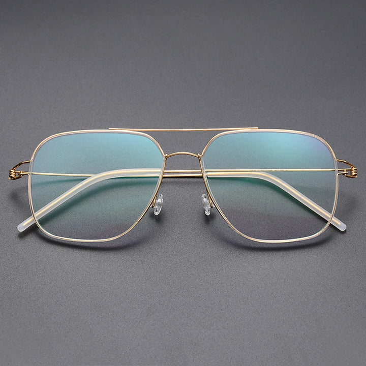 Bobble Unisex Full Rim Square Double Bridge Titanium Eyeglasses 821097