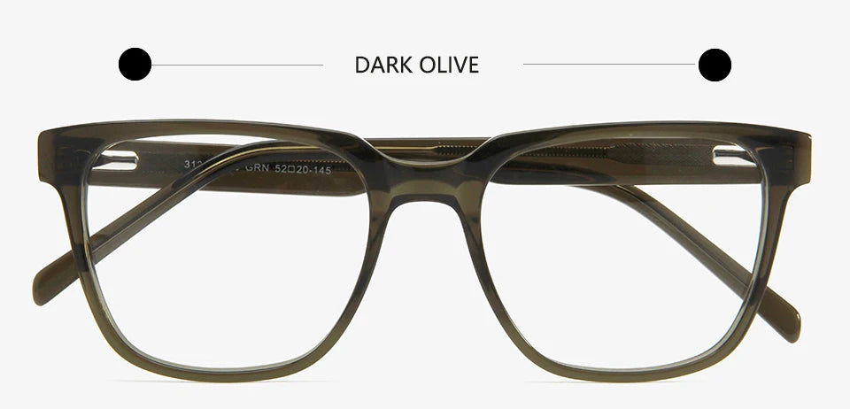 Esnbie Unisex Full Rim Square Brow Line Acetate Eyeglasses 31323 Full Rim Esnbie Olive  