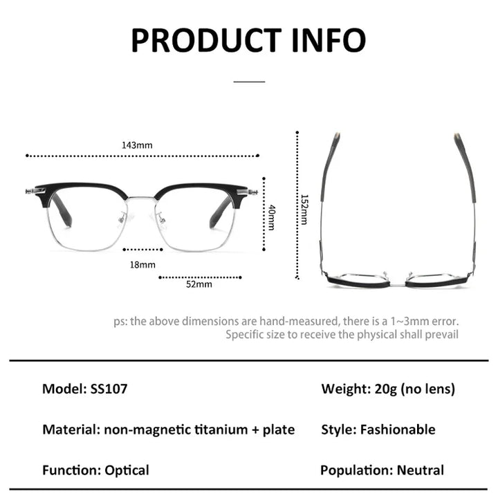 Vicky Unisex Full Rim Square Titanium Acetate  Reading Glasses 814107