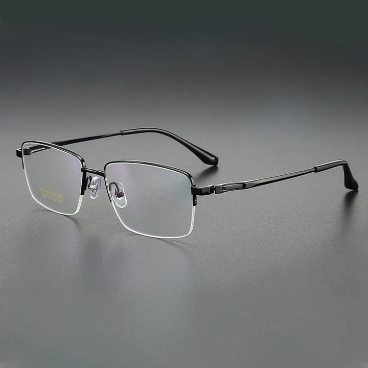 Muzz Men's Semi Rim Polygon Square Titanium Eyeglasses 82928