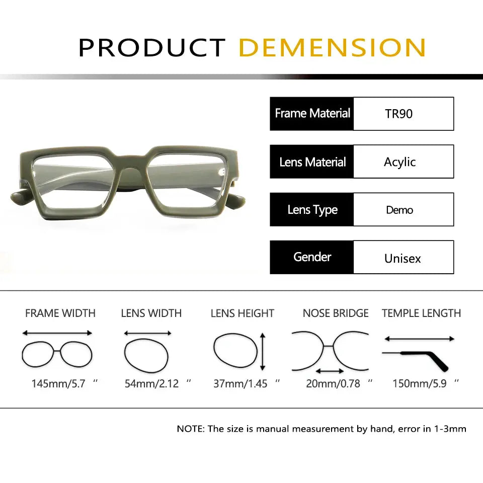 Esnbie 220036 Unisex Full Rim Polygon Square Tr 90 Titanium Frames Esnbie