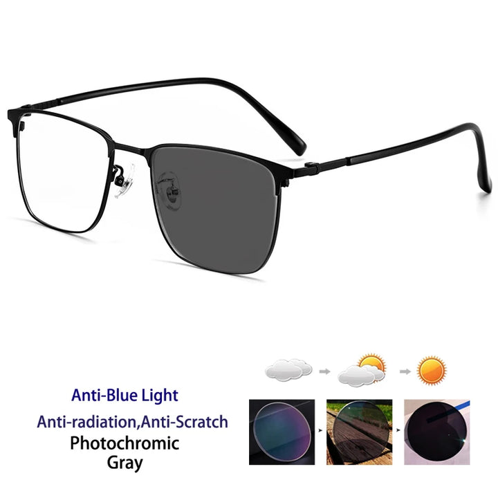 Kocolior Women's Full Rim Square Alloy Photochromic Reading Glasses 398619