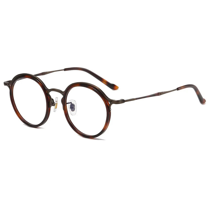 Black Mask Unisex Full Rim Round Titanium Acetate Eyeglasses 5918 Full Rim Black Mask Tortoise  