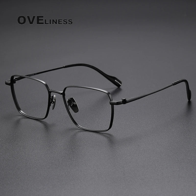 Oveliness Unisex Full Rim Square Titanium Eyeglasses 81012 Full Rim Oveliness black  