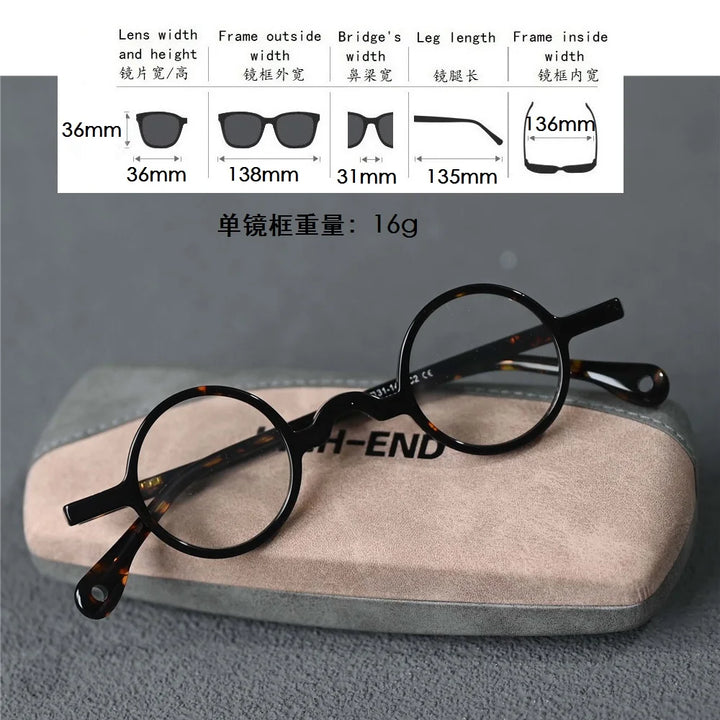 Cubojue Women's Full Rim Small Round Acetate Titanium Eyeglasses 363136