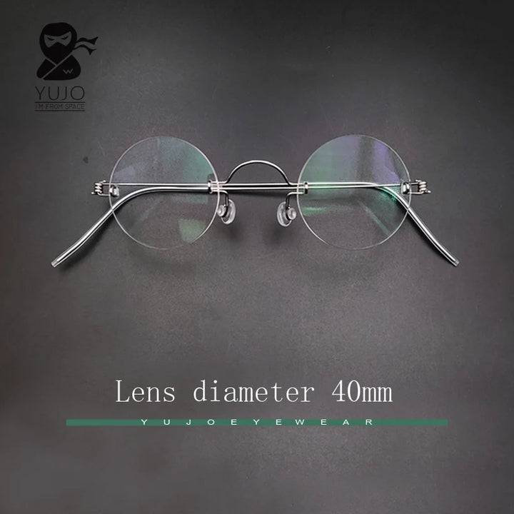 Yujo Unisex Rimless Round Stainless Steel Eyeglasses Y3840 Rimless Yujo   