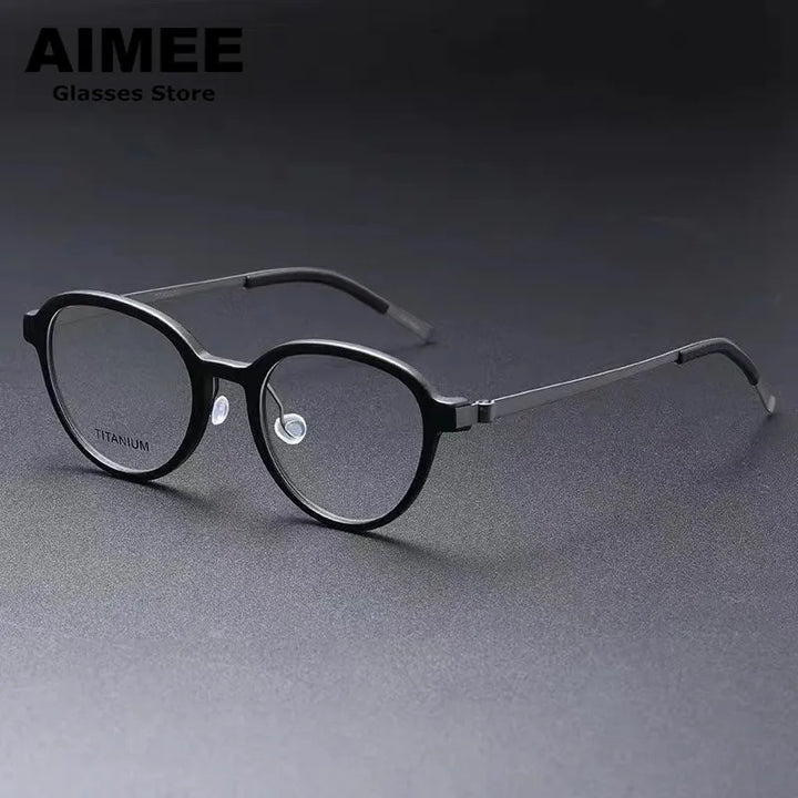 Aimee Unisex Full Rim Oval Screwless Titanium Acetate Eyeglasses 1176 Full Rim Aimee   